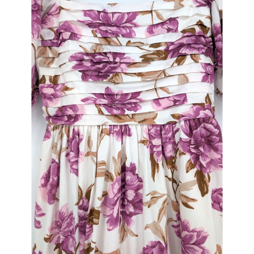 Abercrombie & Fitch Emerson Poplin Puff Sleeve Floral Midi Dress XS Coquette - Picture 5 of 13